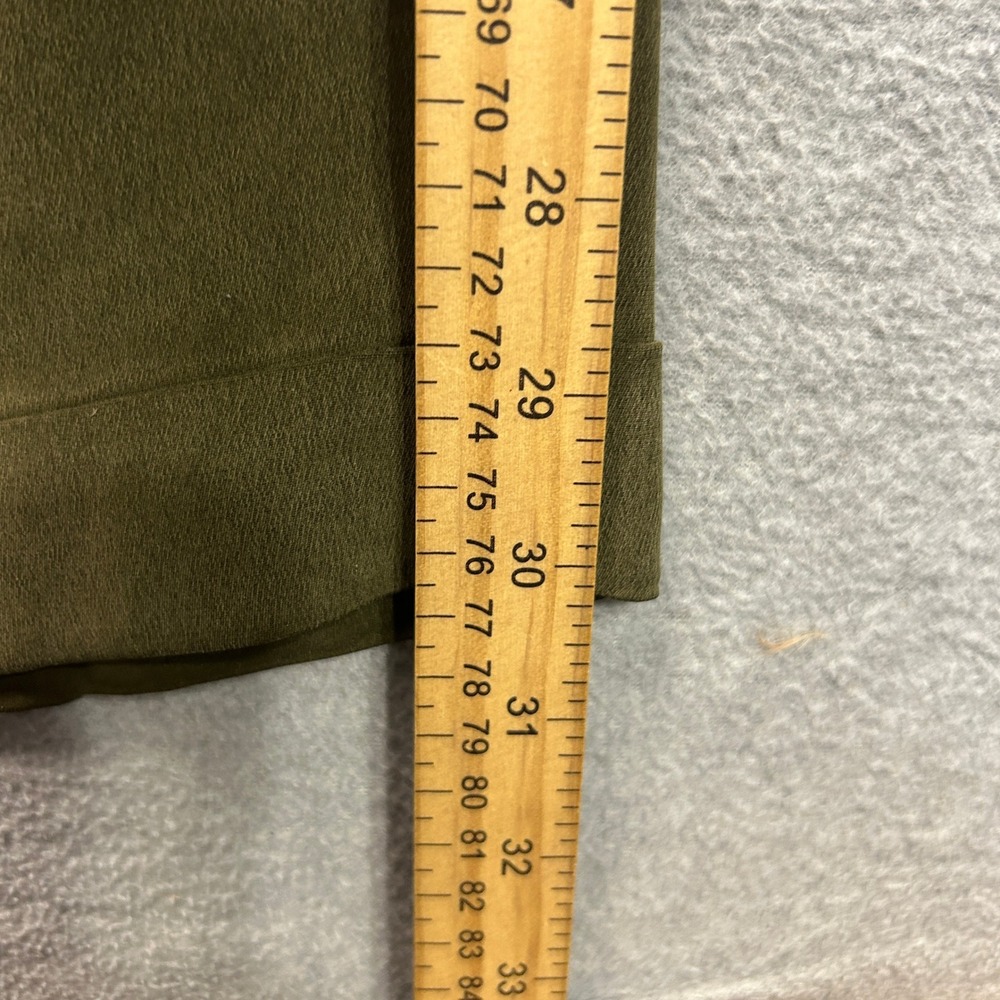 Jones New York 2 Piece Silk Pant Suit Womens Size 10 Olive Short Sleeve Set - Picture 9 of 13
